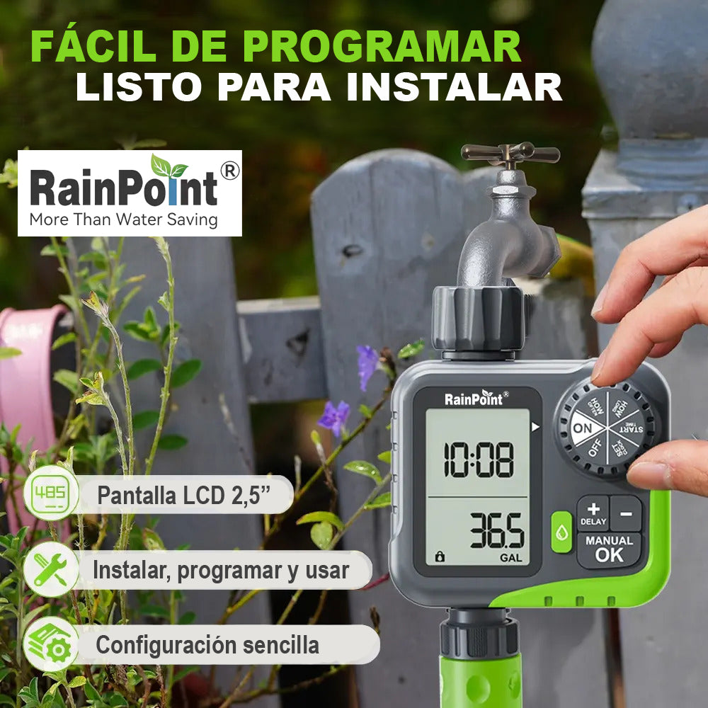 2 en 1 - Programador de Riego Automático + Flujómetro de agua