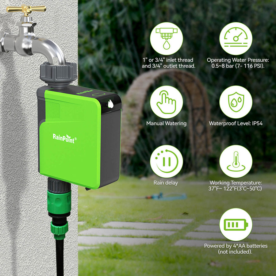 Programador de riego automático 1 zona - Bluetooth + App Rainpoint