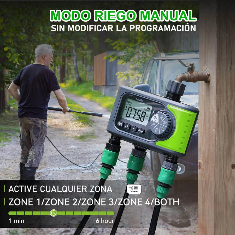 modo manual temporizador de riego rainpoint