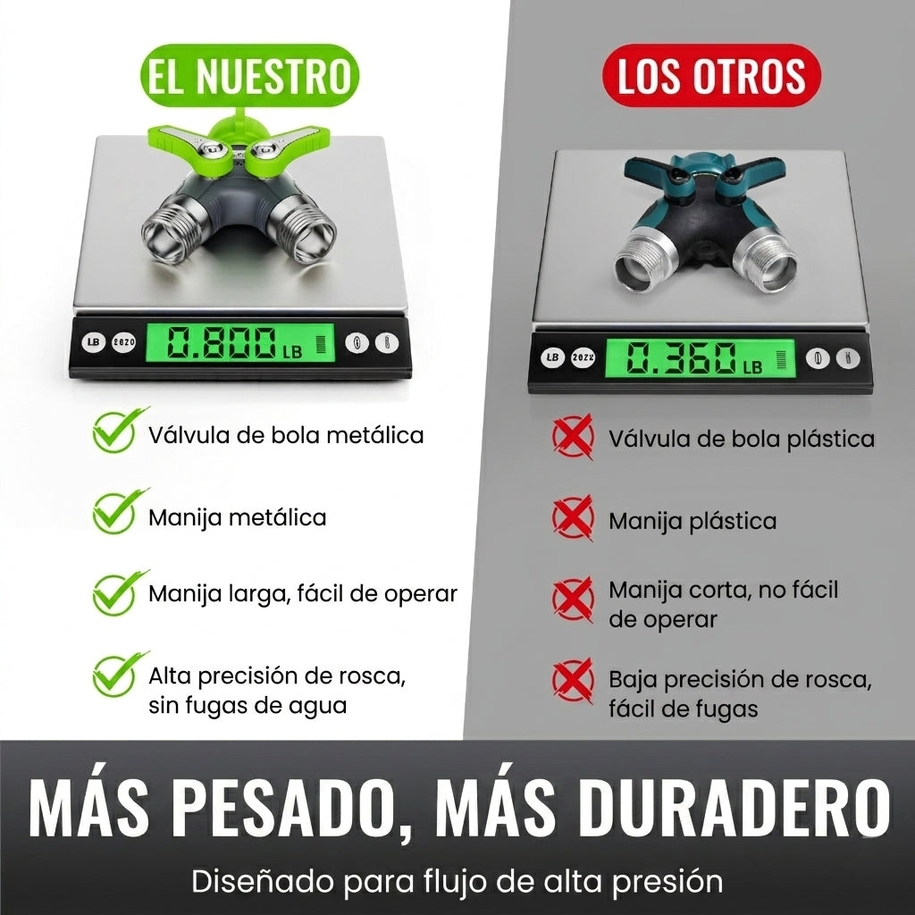 Divisor de Riego para Llave Manguera 2 Salidas - Metálico