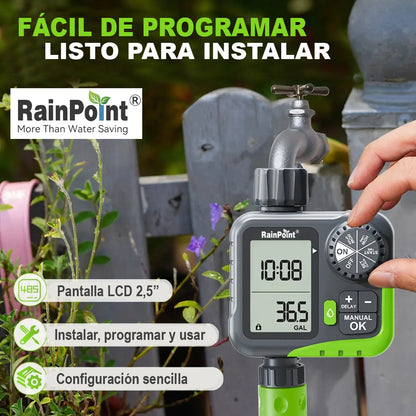 2 en 1 - Programador de Riego Automático + Flujómetro de agua