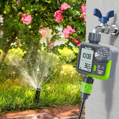 2 en 1 - Programador de Riego Automático + Flujómetro de agua