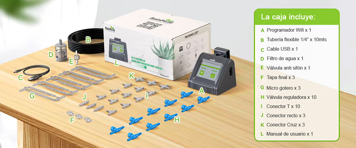 Kit de riego autómatico por goteo - USB Smart - Hasta 10 maceteros
