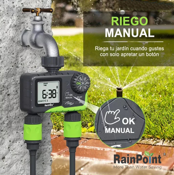 Programador de Riego Automático digital - 2 zonas – RainPoint Chile