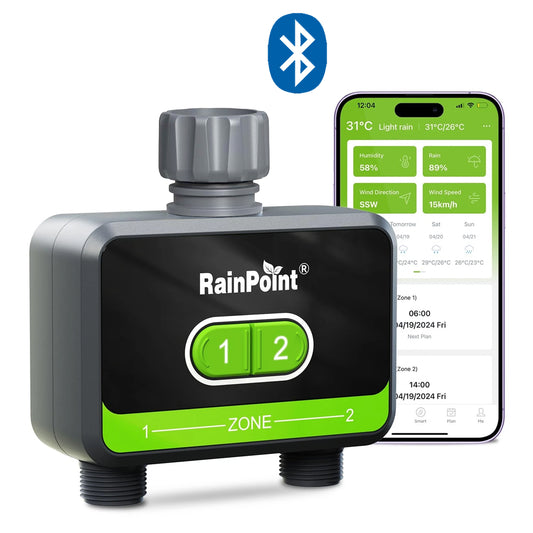 Programador de riego automático 2 zonas - Bluetooth + App Rainpoint