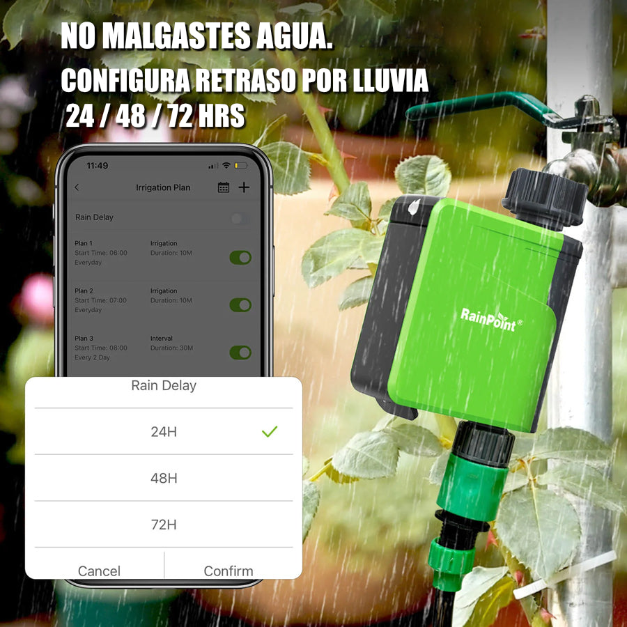 Programador de riego automático 1 zona - Bluetooth + App Rainpoint