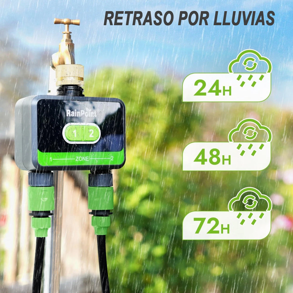 Programador de riego automático 2 zonas - Bluetooth + App Rainpoint