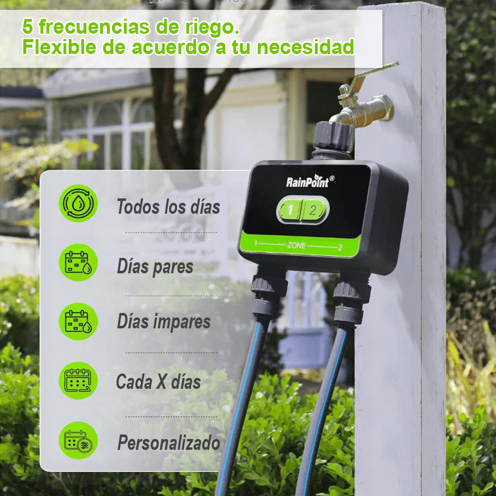 Programador de riego automático 2 zonas - Bluetooth + App Rainpoint
